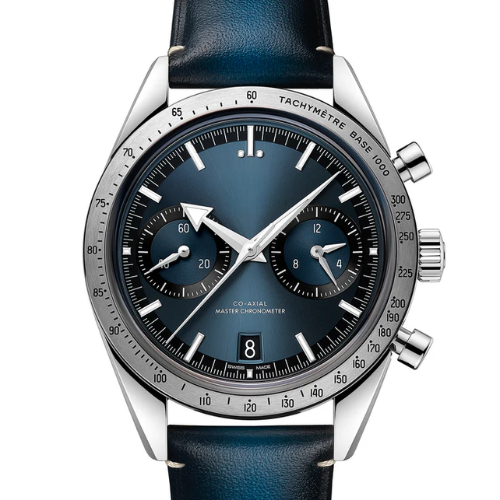 OMG Speedmaster Chronoscope – Blue Dial – Blue Leather – 40mm