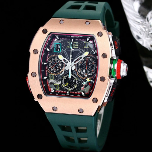 RM 11-04 - Flyback Chronograph - Rose Gold 904L Steel & Green Rubber