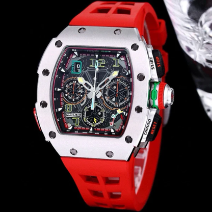 RM 11-04 - Flyback Chronograph - Silver 904L Steel & Red Rubber
