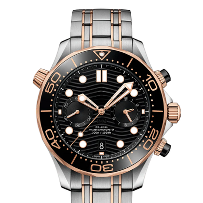 OMG Seamaster Diver 300M – Black Steel & Gold – White Steel – Quartz – 42mm