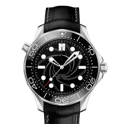 OMG Seamaster Diver 300M – Black Steel – Leather Strap – Automatic – 42mm