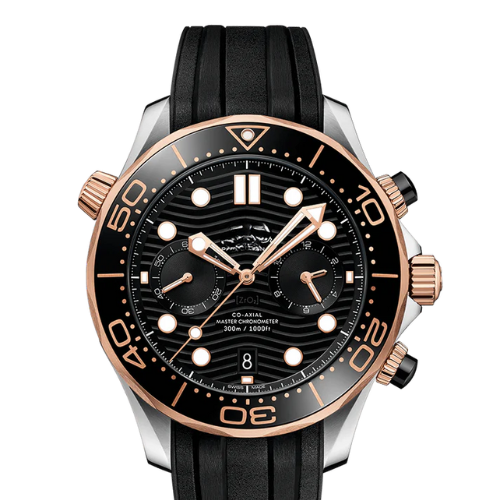 OMG Seamaster Diver 300M – Black Steel & Gold – Black Rubber – Quartz – 42mm