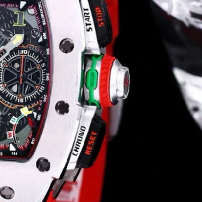 RM 11-04 - Flyback Chronograph - Silver 904L Steel & Red Rubber