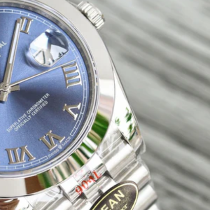 RLX Datejust 41 – Oyster, 41 mm, Oystersteel – Blue dial with Roman numerals